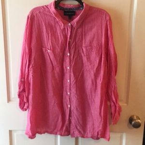 Lane Bryant linen/cotton pink blouse 22/24